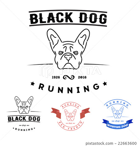 Set of logos with french bulldog and tape. 22663600