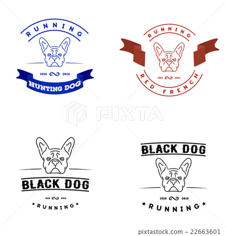 Set of logos with french bulldog and tape 22663601