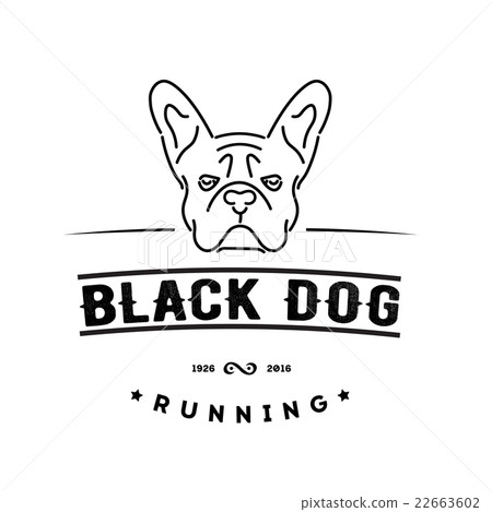 Hipster logo with french bulldog . Nanoline style. 22663602