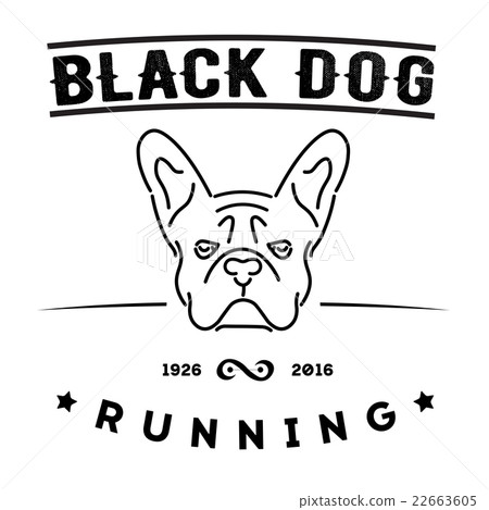 Hipster logo with french bulldog. Nanoline style. 22663605