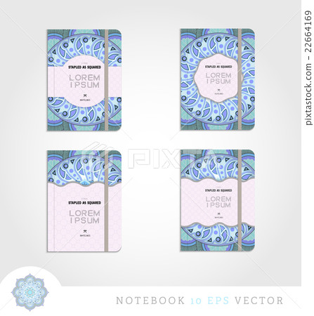 Set of notebooks with mandala background. Set of notebooks with mandala background. 22664169