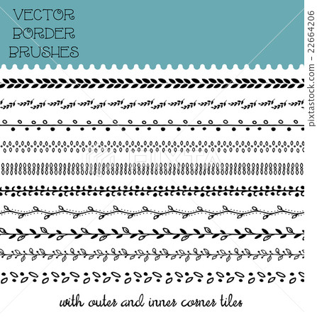 Hand drawn floral and geometric border brushes 22664206
