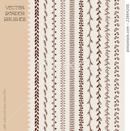 Hand drawn floral and geometric border brushes 22664208