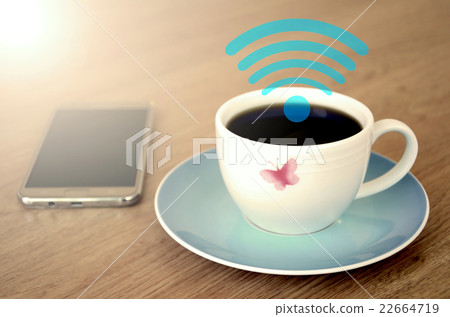 Coffee shop with free Wifi. Coffee shop with free Wifi. 22664719