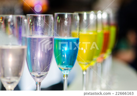 Colorful of syrup in glasses. Colorful of syrup in glasses. 22666163