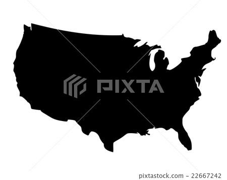 Black silhouette map of United States of America Black silhouette map of United States of America 22667242
