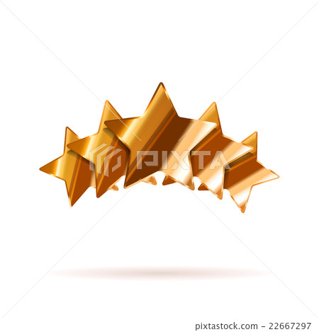 Five glossy bronze rating stars on white 22667297
