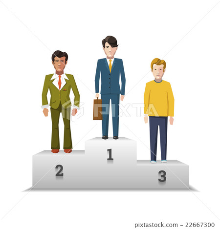 Flat male characters on white podium Flat male characters on white podium 22667300