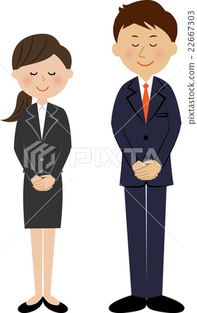 Office worker bowing man and woman - Stock Illustration [22667303] - PIXTA