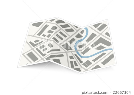 Folding map of the city with shadow on white Folding map of the city with shadow on white 22667304