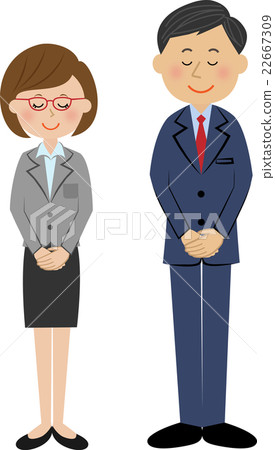 Office worker bowing man and woman - Stock Illustration [22667309] - PIXTA