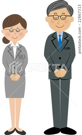 Office worker bowing man and woman 22667313