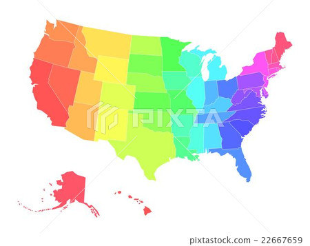 Multicolored vector map of USA - Stock Illustration [22667659] - PIXTA
