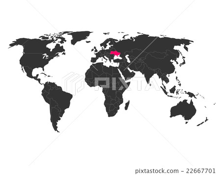 World map with highlighted Ukraine World map with highlighted Ukraine 22667701
