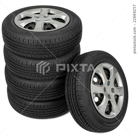Closeup of five tires 22669257
