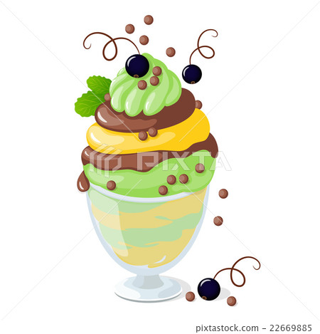 插图素材: isolated currant frozen yogurt on white