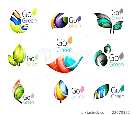 Green nature leaf vector concept icon set - Stock Illustration ...