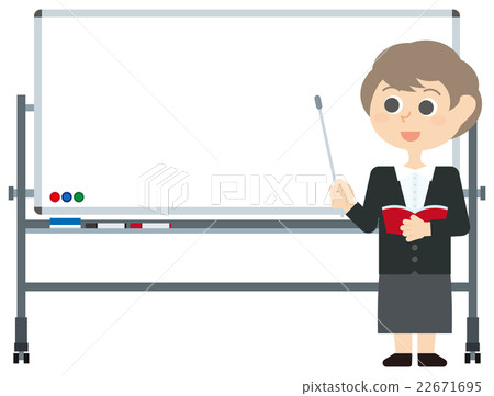 夏天研討會補習班學校衣服女性講師白板例證 插圖素材 圖庫