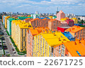 Panoramic aerial view of colored city street  22671725