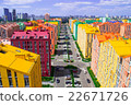 Panoramic aerial view of colored city street  22671726