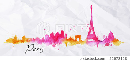 Silhouette watercolor Paris  22672128