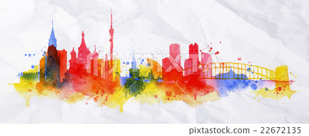 Silhouette overlay city Moscow Silhouette overlay city Moscow 22672135