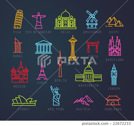 City flat neon icons 22672233