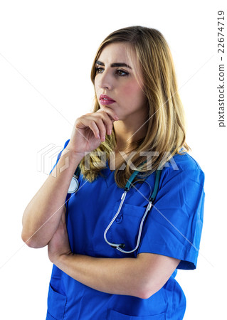 Nurse touching her chin 22674719