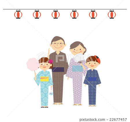 Grandfather Grandparents whole body Yukata festival set illustration 22677457