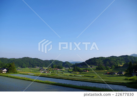 鄉下風景春天稻山脈新的綠色晴朗的天氣 鄉下風景春天稻山脈新的綠色晴朗的天氣 22677830