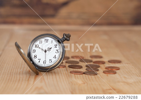 Business Money Concept Idea, Clock and Coins Business Money Concept Idea, Clock and Coins 22679288