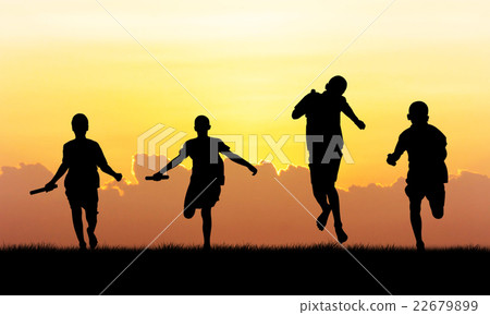 athlete  running   at sunset background 22679899