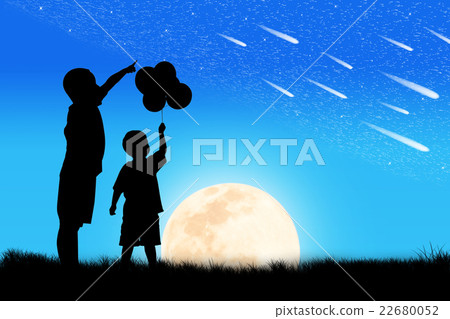 Silhouette of the Brothers see star on the sky 22680052