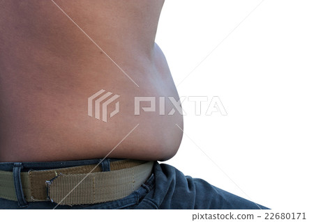 Fat Man is measuring his belly. Fat Man is measuring his belly. 22680171