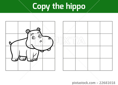 Copy the picture for children. Animal, hippo 22681018