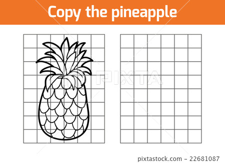 Copy the picture. Fruits and vegetables, pineapple Copy the picture. Fruits and vegetables, pineapple 22681087