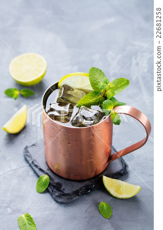 Moscow Mules cocktail: ginger beer, vodka, lime Moscow Mules cocktail: ginger beer, vodka, lime 22681258
