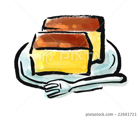 刷繪製的食物卡斯特拉 22681721