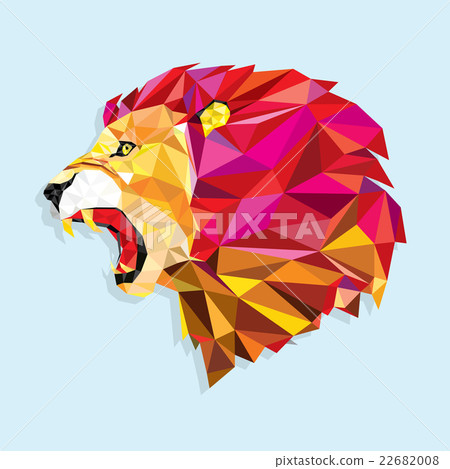 Angry lion with geometric pattern 22682008