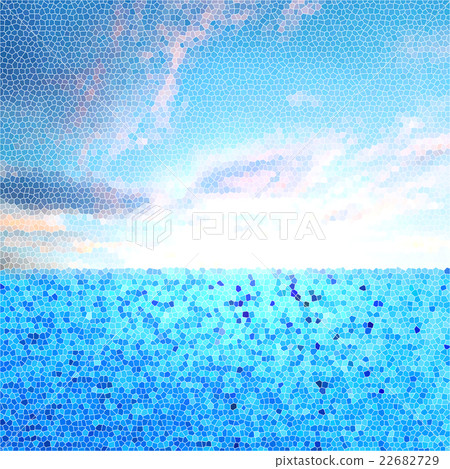 Stained glass with blue sky and sea Stained glass with blue sky and sea 22682729