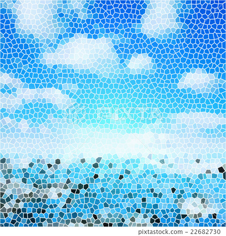 Stained glass with blue sky and sea Stained glass with blue sky and sea 22682730