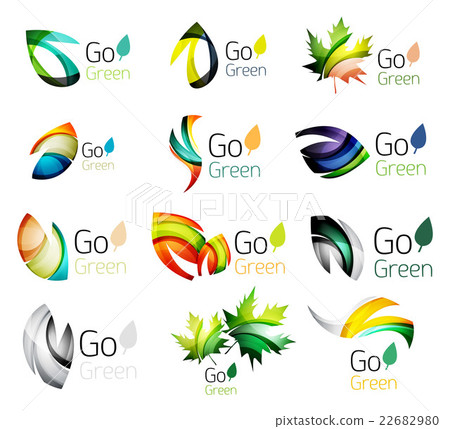 Green nature leaf vector concept icon set - Stock Illustration ...