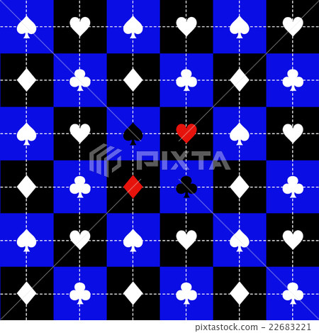Card Suits Blue Black White Chess Board Background 22683221