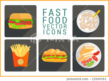 Fast food flat vector icons - Stock Illustration [22684561] - PIXTA