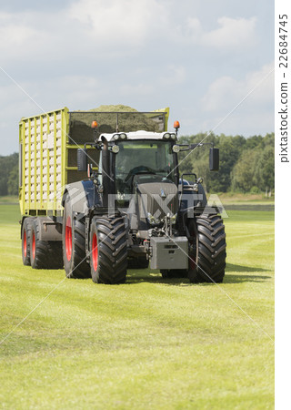 transport of cut grass with tractor and wagon transport of cut grass with tractor and wagon 22684745