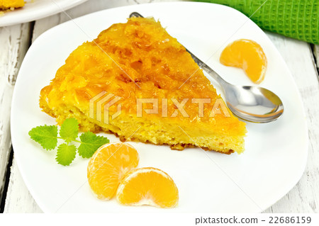 Pie mandarin with mint on light board Pie mandarin with mint on light board 22686159