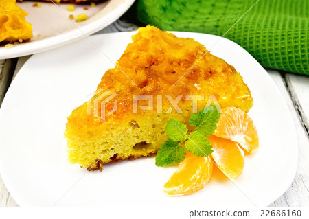 Pie mandarin with mint on table Pie mandarin with mint on table 22686160