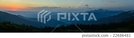Carpathian mountains at sunrise - panorama 22686481