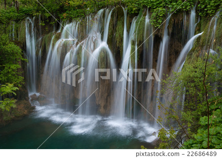 massive waterfall in Plitvice Lakes massive waterfall in Plitvice Lakes 22686489