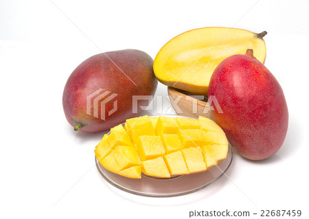 Mango cubes and slices. Isolated  22687459